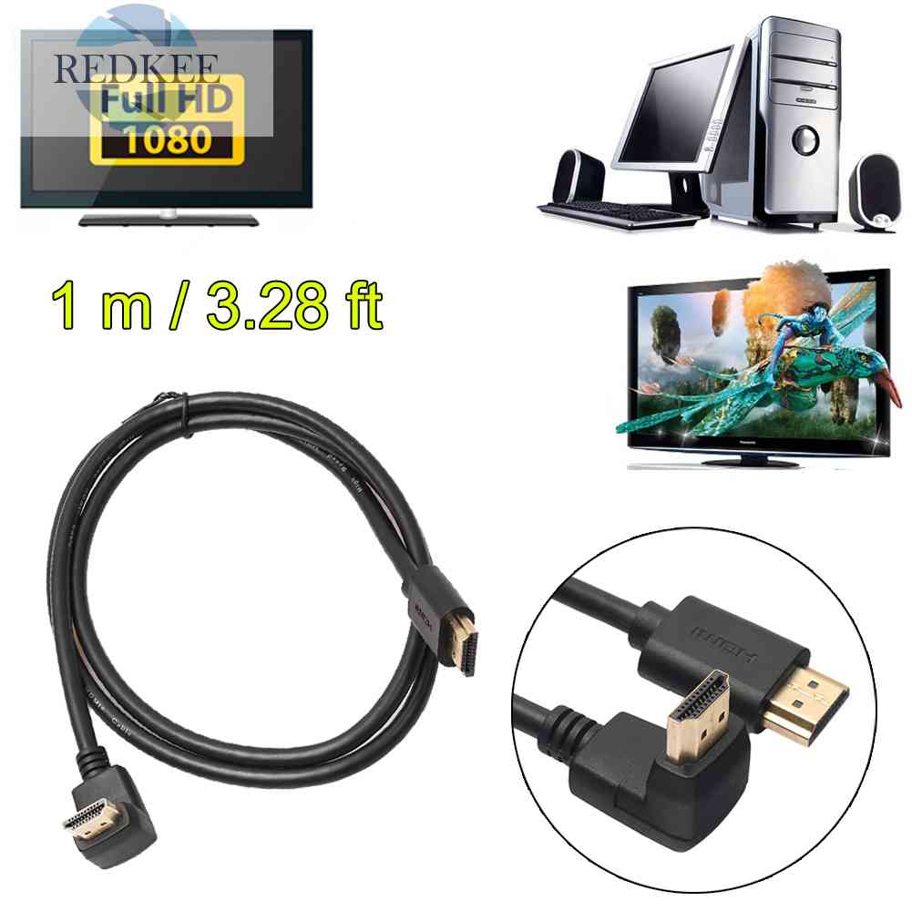 Dây Cáp HDMI 1.4 Góc 270 Độ Cho PS3 PS4 TV DVD 1m