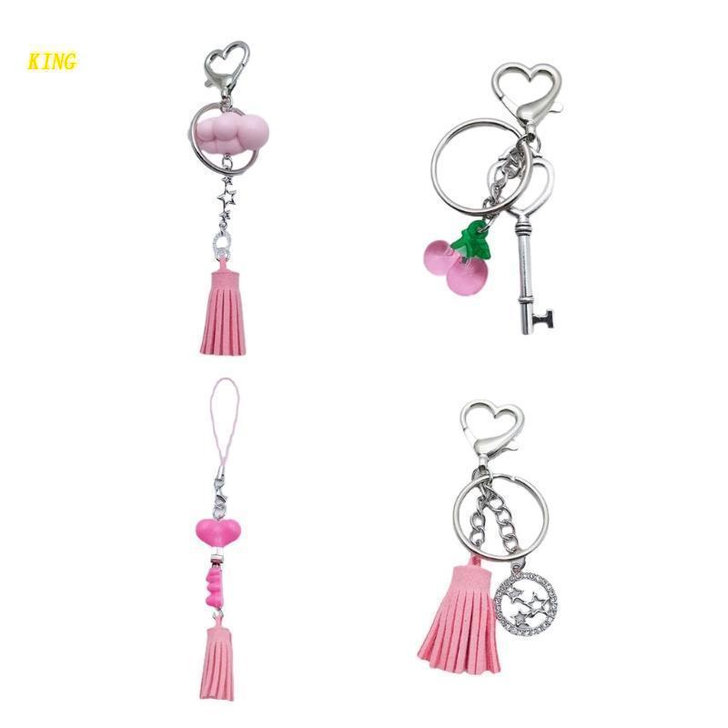 Móc Khóa Hình Balo KING / Queen Màu Hồng Dễ Thương Dùng Trang Trí