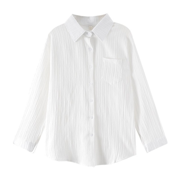 Áo sơ mi nữ SUXI tay dài dáng rộng đơn giản phong cách Hàn Quốc