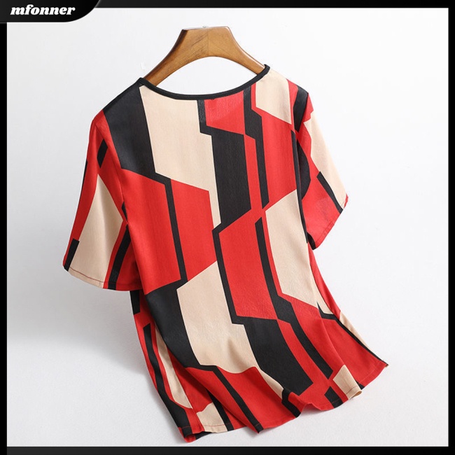 Áo Thun Nữ Tay Ngắn Cổ Tròn Dáng Suông Họa Tiết Caro Thời Trang Mùa Hè