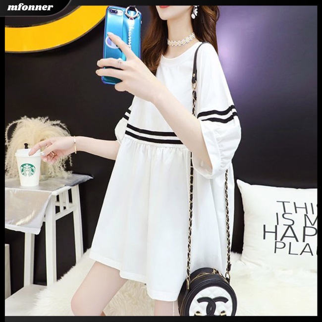 Đầm Midi Chữ A Tay Lửng Cổ Tròn In Họa Tiết Ngọt Ngào Thời Trang Cho Nữ