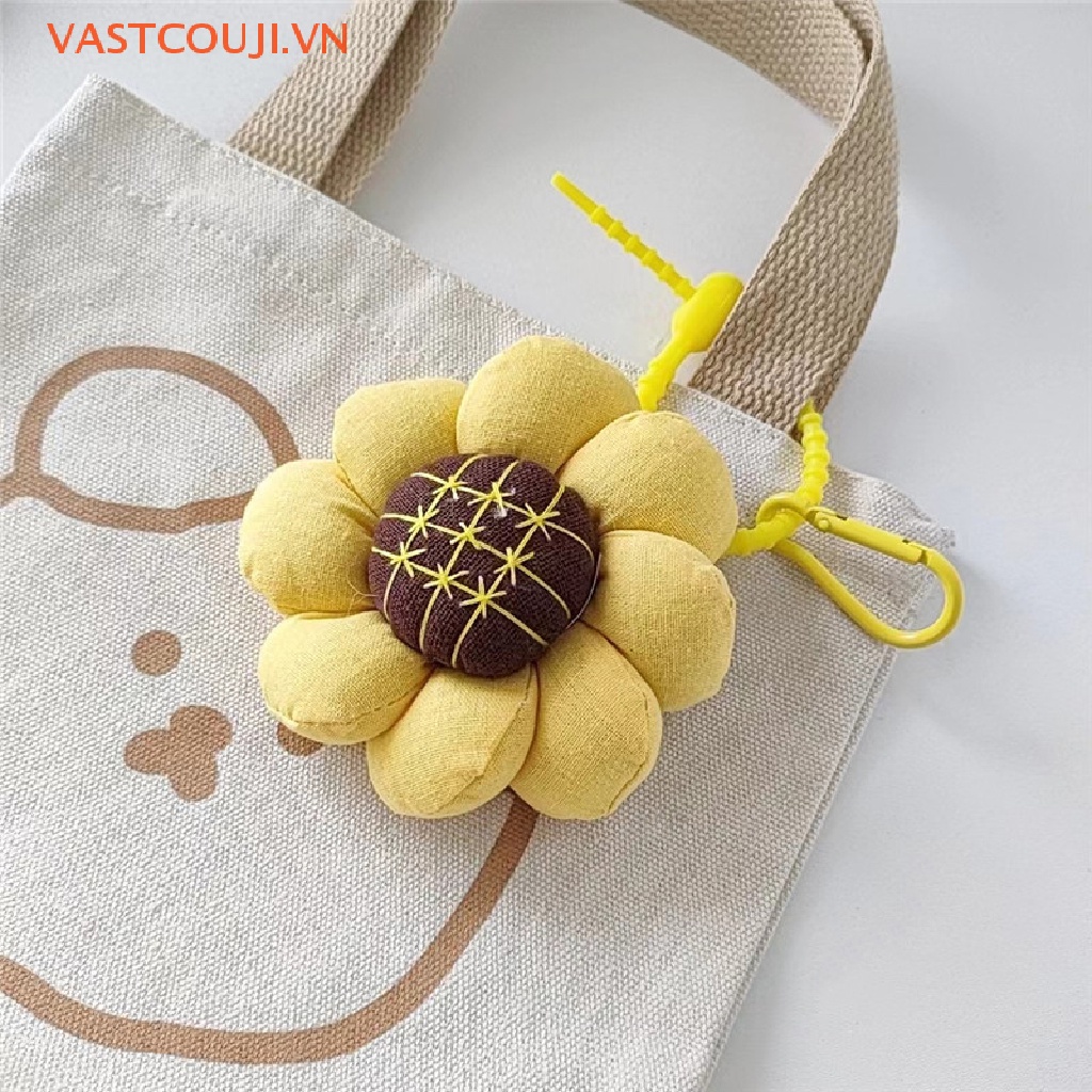 Móc Khóa Vải Lanh Cotton Hình Hoa Hướng Dương Xinh Xắn