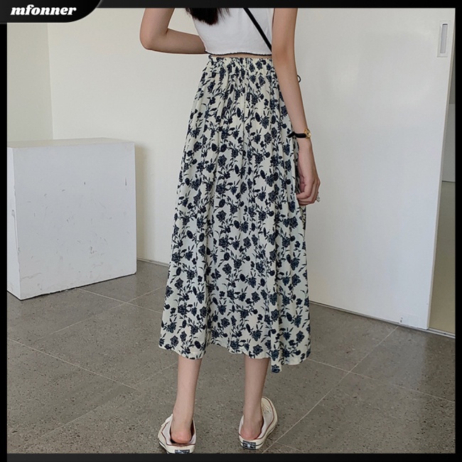 Chân Váy Lưng Cao Co Giãn In Họa Tiết Hoa Phong Cách Pháp Cổ Điển Thời Trang Mùa Hè Cho Nữ