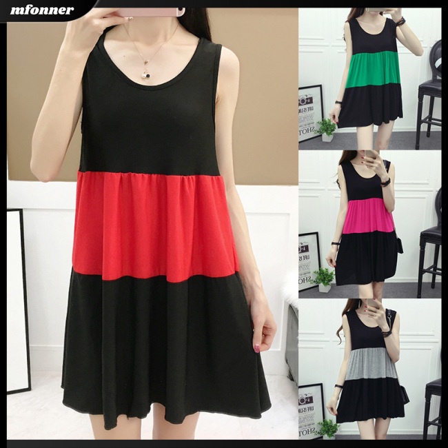 Đầm Không Tay Dáng Rộng Nhiều Lớp Màu Sắc Thời Trang Mùa Hè Dành Cho Nữ