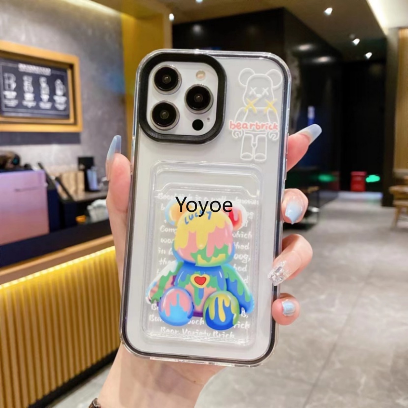 Ốp Điện Thoại Silicon Mềm Dạng Ví Hình Gấu Bạo Lực Thời Trang Mới Cho iPhone 13 11 12 14 Pro Max X XR XS Max 7 8 Plus SE