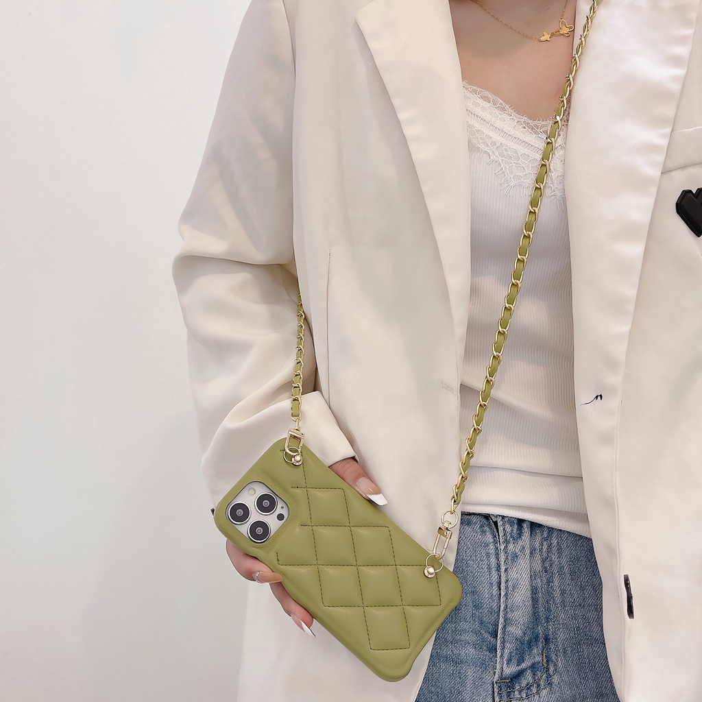 Ốp Điện Thoại Da Màu Tím Có Dây Đeo Chống Rơi Cho iPhone 12 11 Pro Max 12pro 11