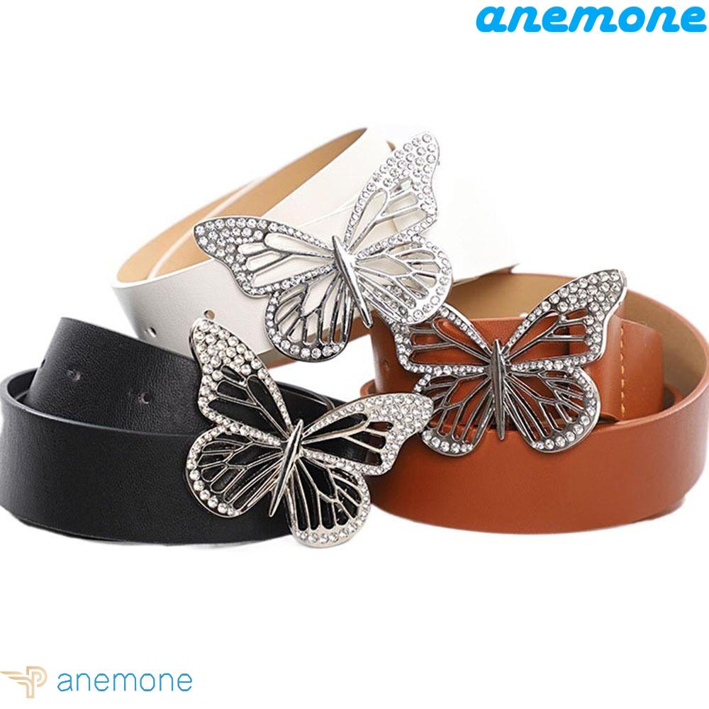 Thắt Lưng Da PU Khóa Kim Loại Hình Bướm Rỗng Sang Trọng Cho Nữ