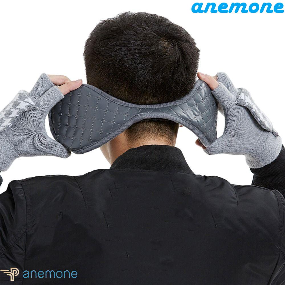 Anemone Chụp Tai Giữ Ấm Bằng Da PU Màu Trơn Chống Gió Dành Cho Nam Nữ