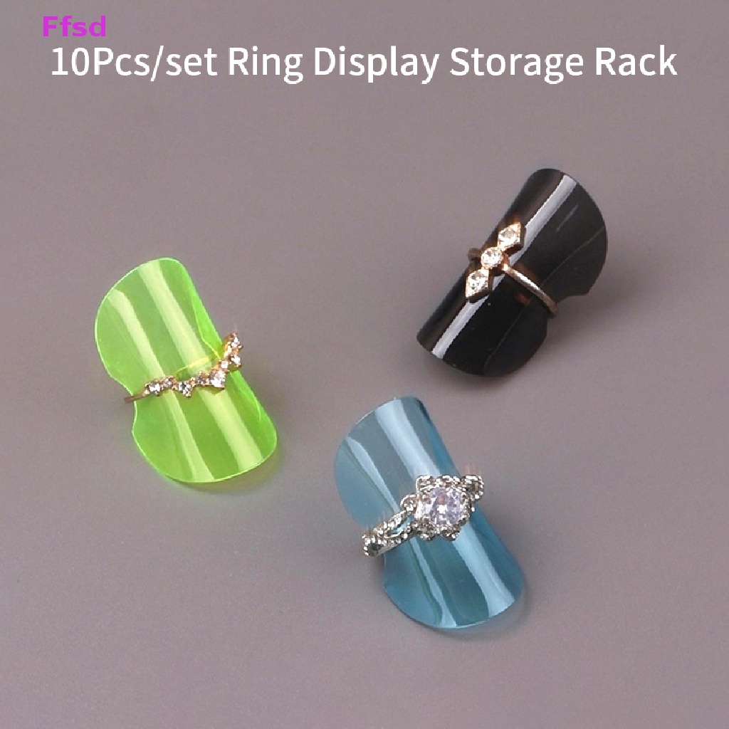 {Ffsd} Set 10 Giá Đỡ Trưng Bày Nhẫn Bằng Nhựa Có Thể Gập Lại Sắp Xếp Gọn Gàng