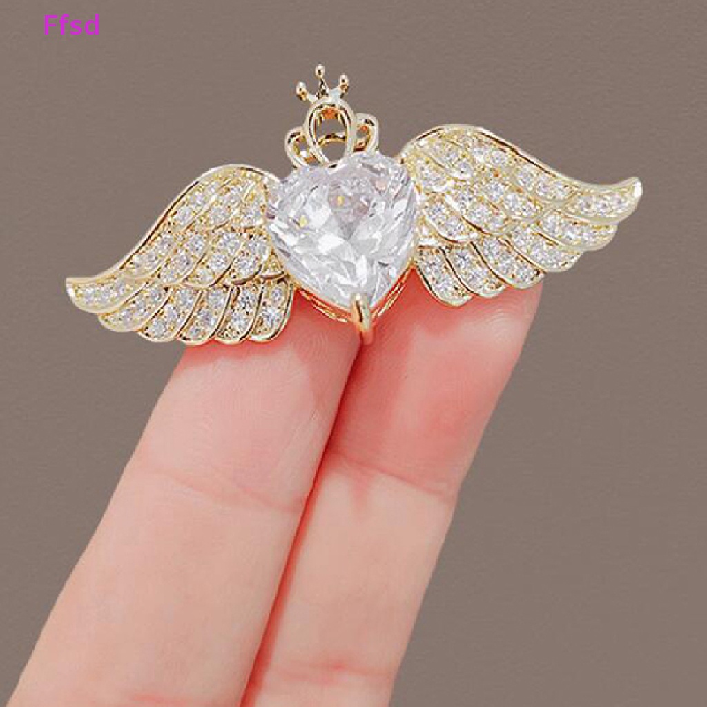 {Ffsd} Ghim Cài Áo Pha Lê Hình Cánh Thiên Thần Nhỏ Tươi Mới Phù Hợp Với Tất Cả Các Trâm Cài Áo Khoác Túi Xách Phụ Kiện
