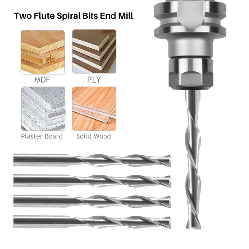 10x 1 '8 inch 3.175mm cacbua CNC đôi hai ống xoắn ốc Bits End Mill Bộ định tuyến 22mm