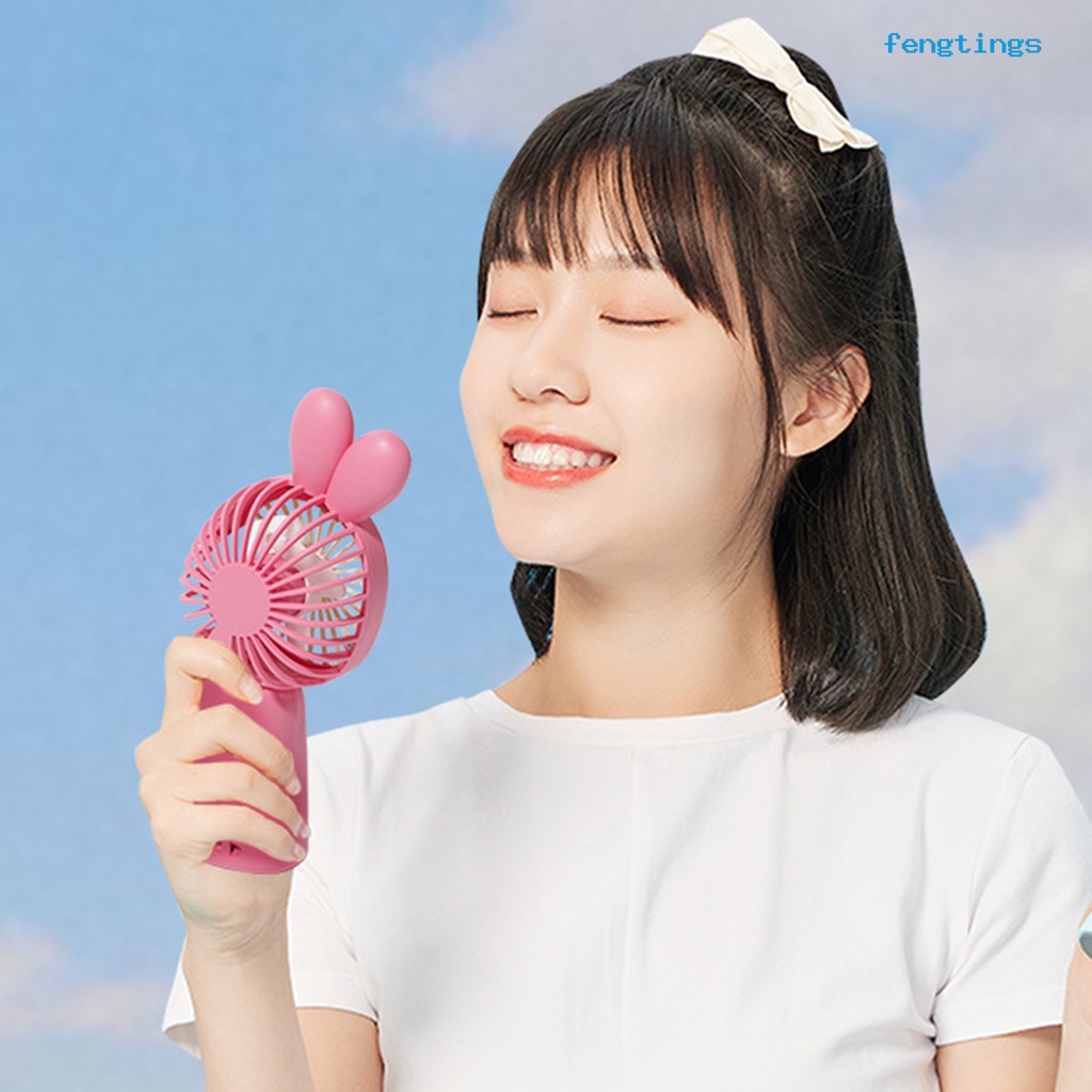 Quạt Cầm Tay [FE] Cánh Xoắn Ốc Hình Thỏ Hoạt Hình Có Thể Sạc Lại Bằng Cổng USB Cho Ký Túc Xá
