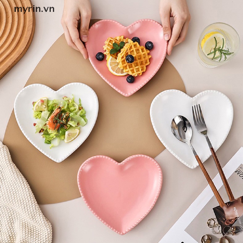 1 Đĩa Sứ Hình Trái Tim Nhỏ Xinh Đựng Salad