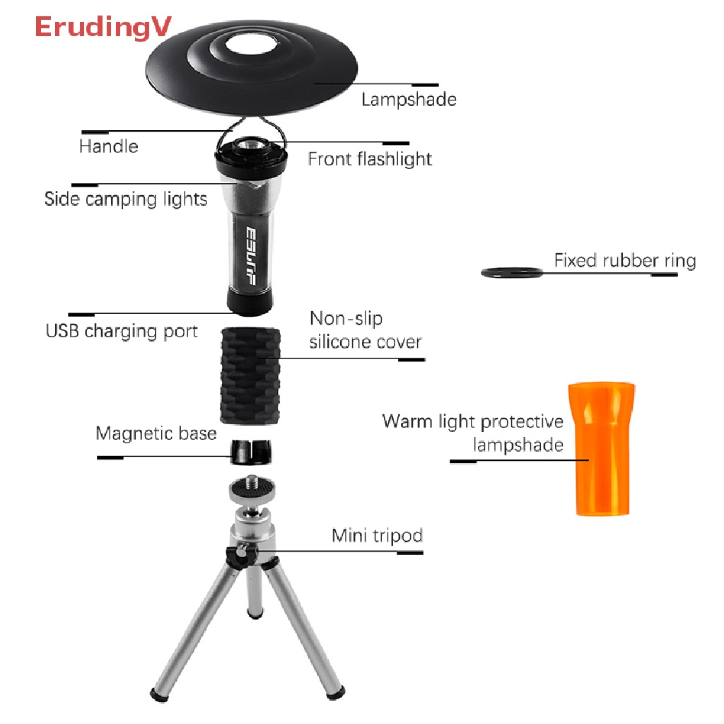 Đèn Pin Cắm Trại 3 Chế Độ Cao Sạc Cổng USB Từ Tính Mang Đi Tiện Dụng