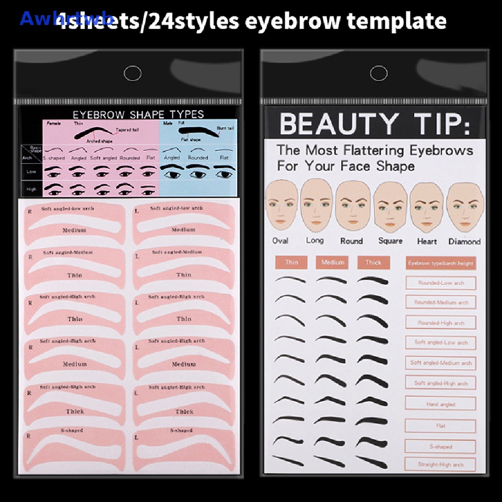 Set 24 Cặp Khuôn Hỗ Trợ Vẽ Lông Mày Tiện Dụng Mới