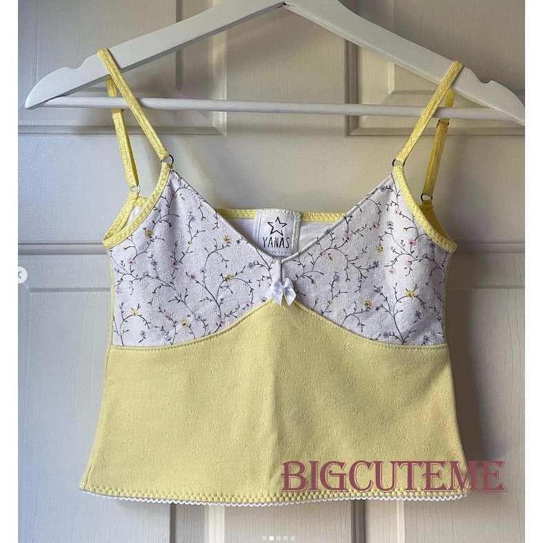 Áo Croptop Hai Dây Phối Ren Hoa y2k Phong Cách Thời Trang Đường Phố 2000s