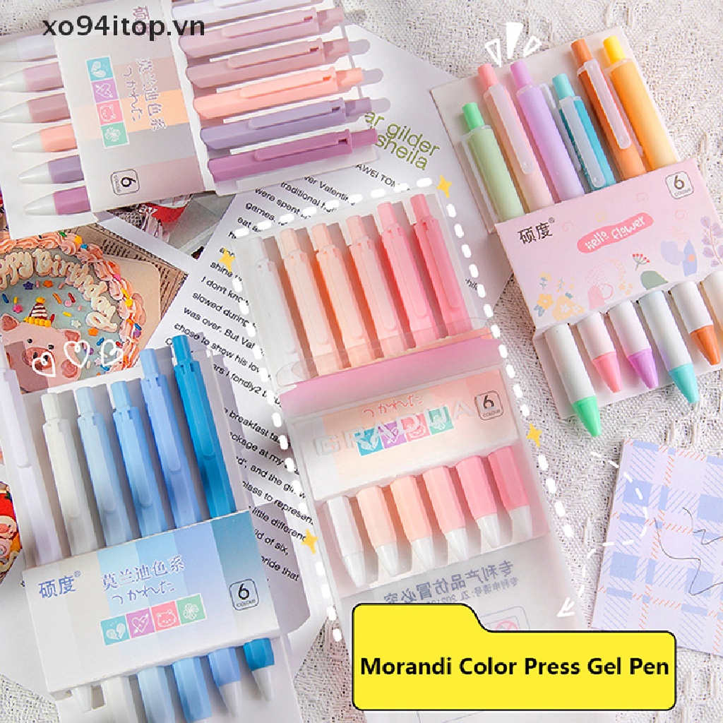 Set 6 Bút Bi Mực Đen Ngòi 0.5mm