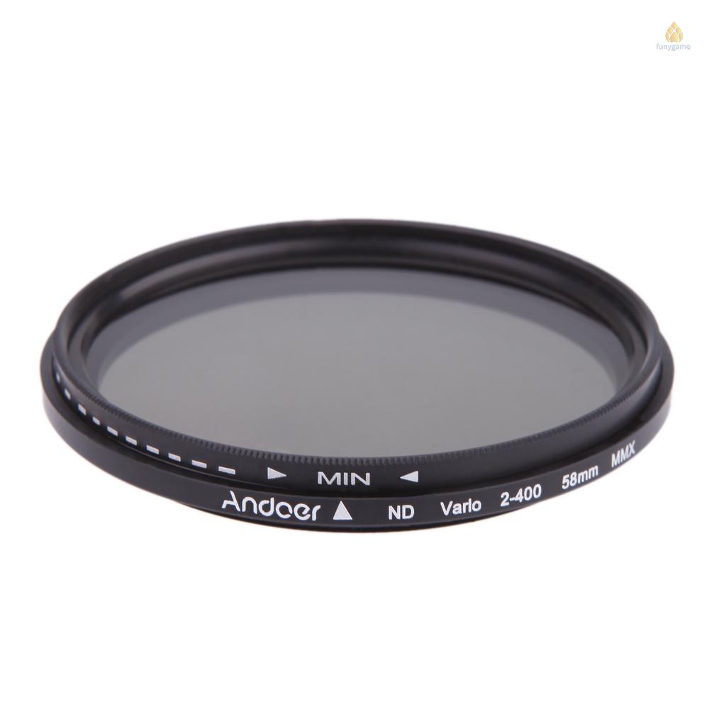 Kính Lọc Hiệu Ứng Andoer 58mm ND2 Sang ND400 Cho Máy Ảnh DSLR