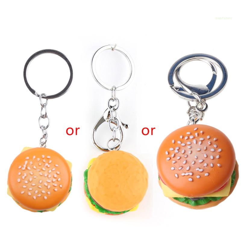 Móc Khóa Hình Hamburger 3D Dễ Thương Tinh Tế Trang Trí Phòng