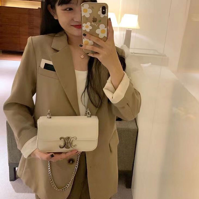 Túi Da PU Đeo Chéo Màu Trơn Thời Trang Hàn Quốc Cho Nữ