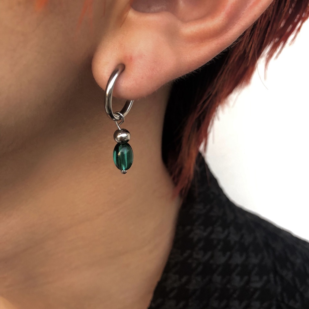 Khuyên Tai Titan Đính Ngọc Trai Phong Cách Hip hop Đường Phố Cá Tính Cho Nam