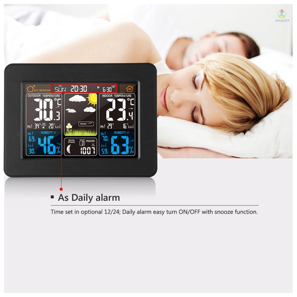 Đồng Hồ Điện Tử Để Bàn Đo Nhiệt Độ Và Độ Ẩm Không Dây Nhiều Màu Sắc