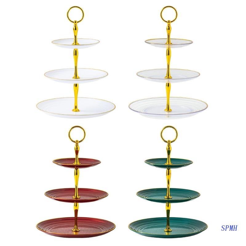 Giá Đỡ Trưng Bày Bánh Trái Cây / Bánh Cupcake / Món Tráng Miệng 3 Tầng Bằng Nhựa Dành Cho Tiệc Cưới