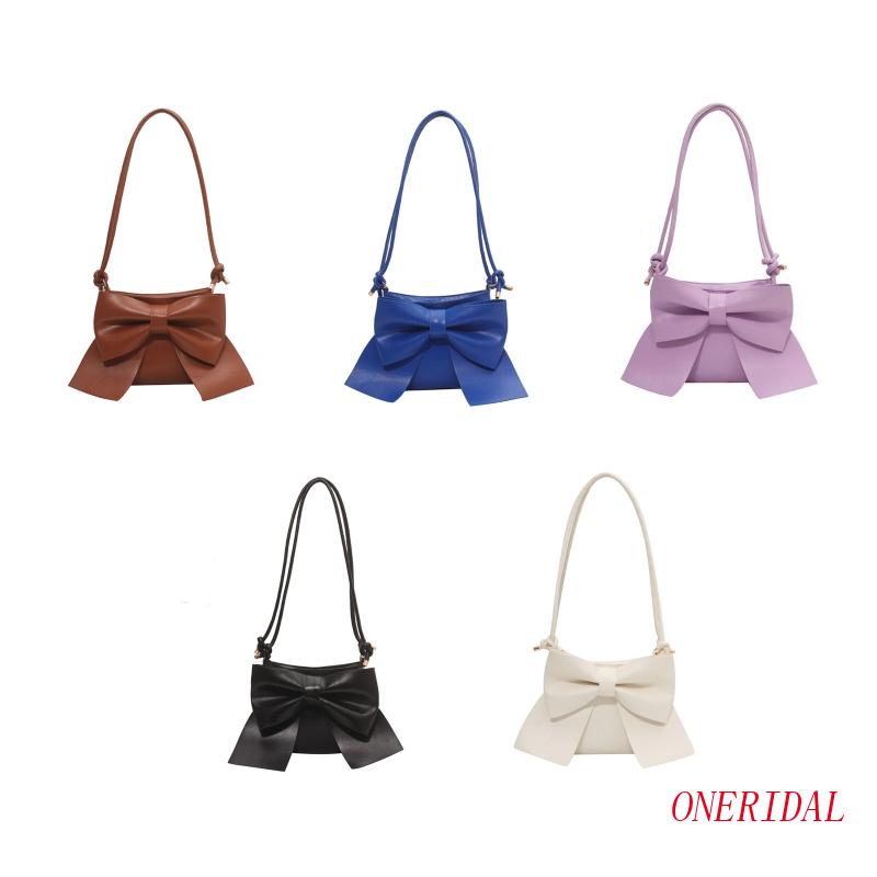 Túi Xách Đeo Vai Màu Trơn Đính Nơ Đơn Giản Thanh Lịch Cho Nữ Màu Sắc