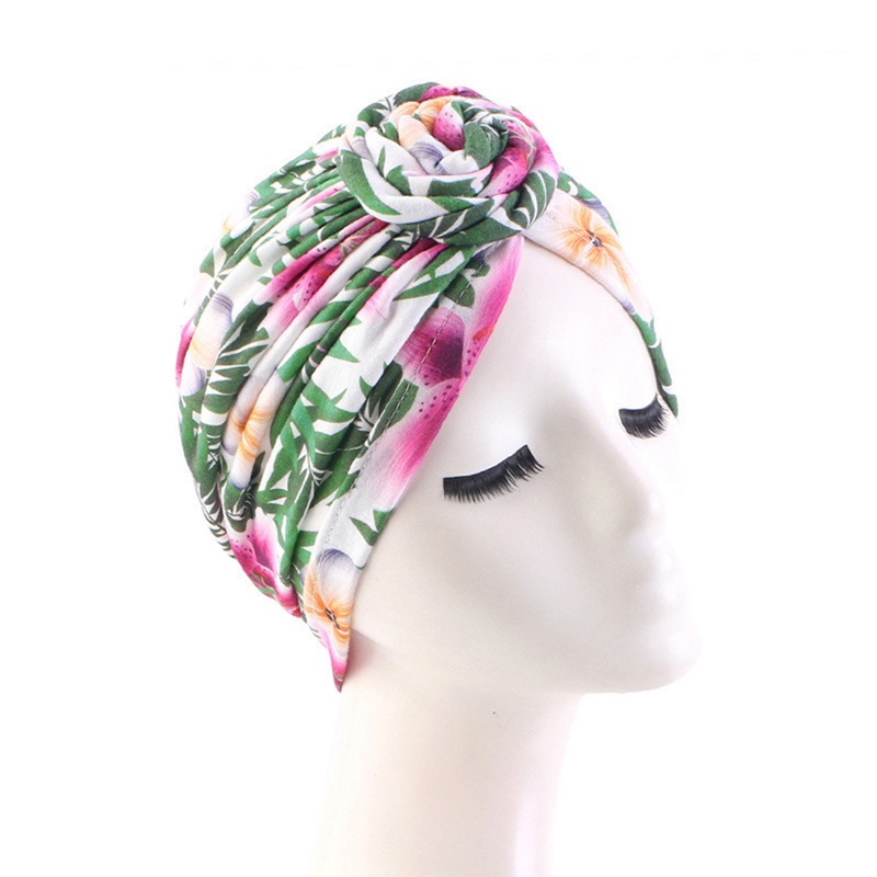 Mũ Trùm Đầu Kiểu Ấn Độ Chemo Họa Tiết Hoa Thắt Nút Dành Cho Phụ Nữ Hồi Giáo