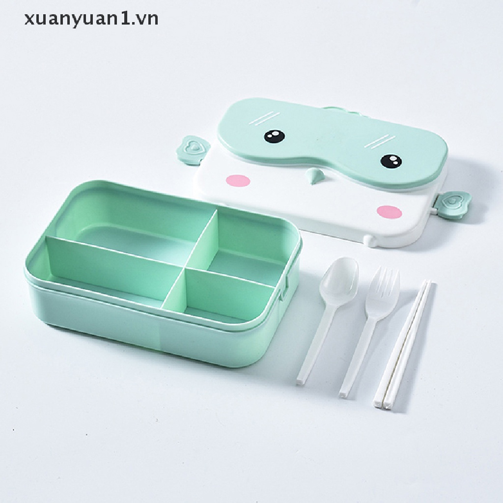 Hộp cơm Hình Chữ Nhật Bằng Nhựa Chống Tràn In Hoạt Hình Dễ Thương Cho Bé