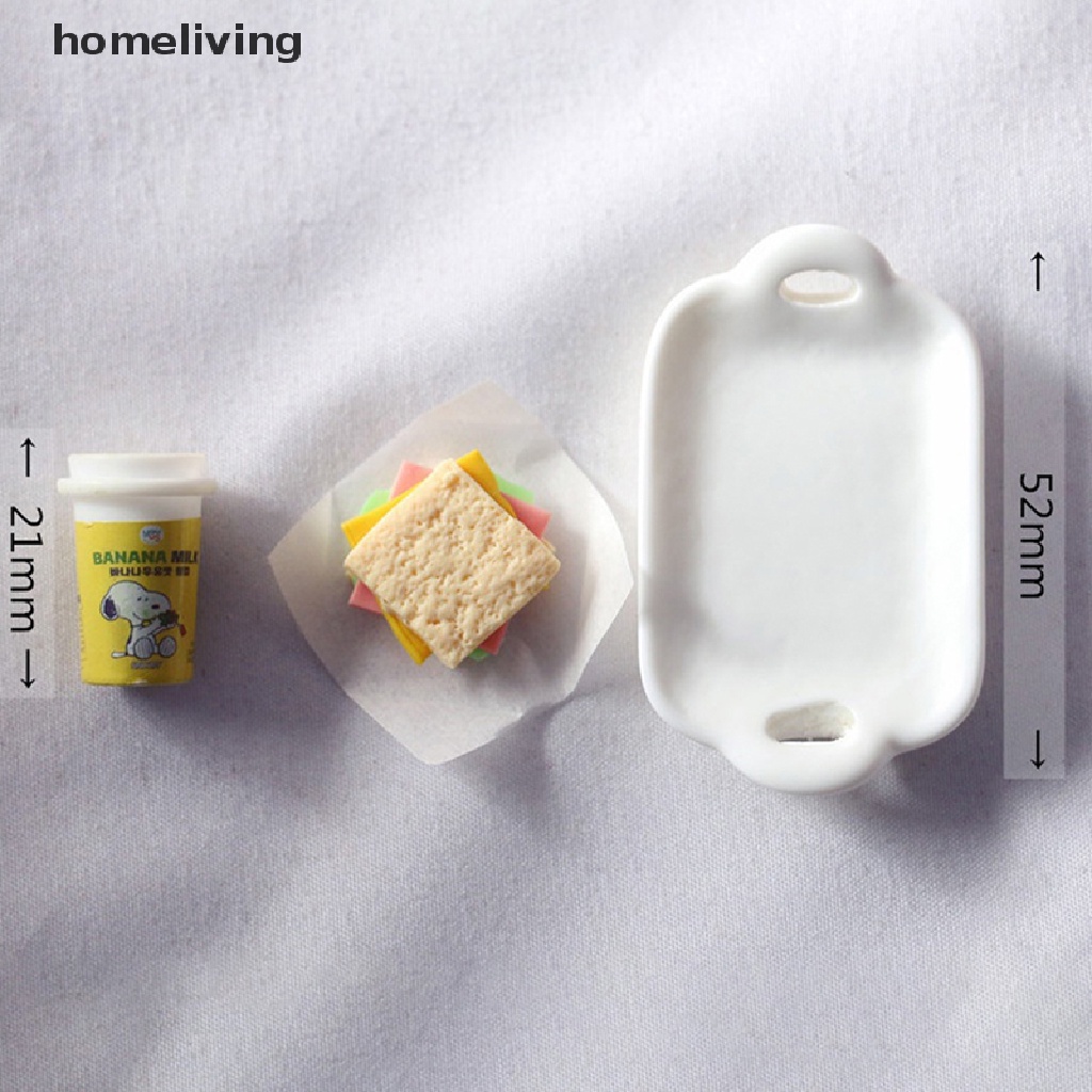 1 Set Mô Hình Đĩa Bánh Sandwich / Thức Ăn Sáng / Bữa Sáng Mini Trang Trí Nhà Búp Bê