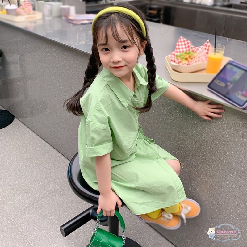 Đầm Công Chúa Chất Liệu Cotton Màu Trơn Thắt Nơ Thời Trang Mùa Hè Cho Bé Gái 3-8 Tuổi