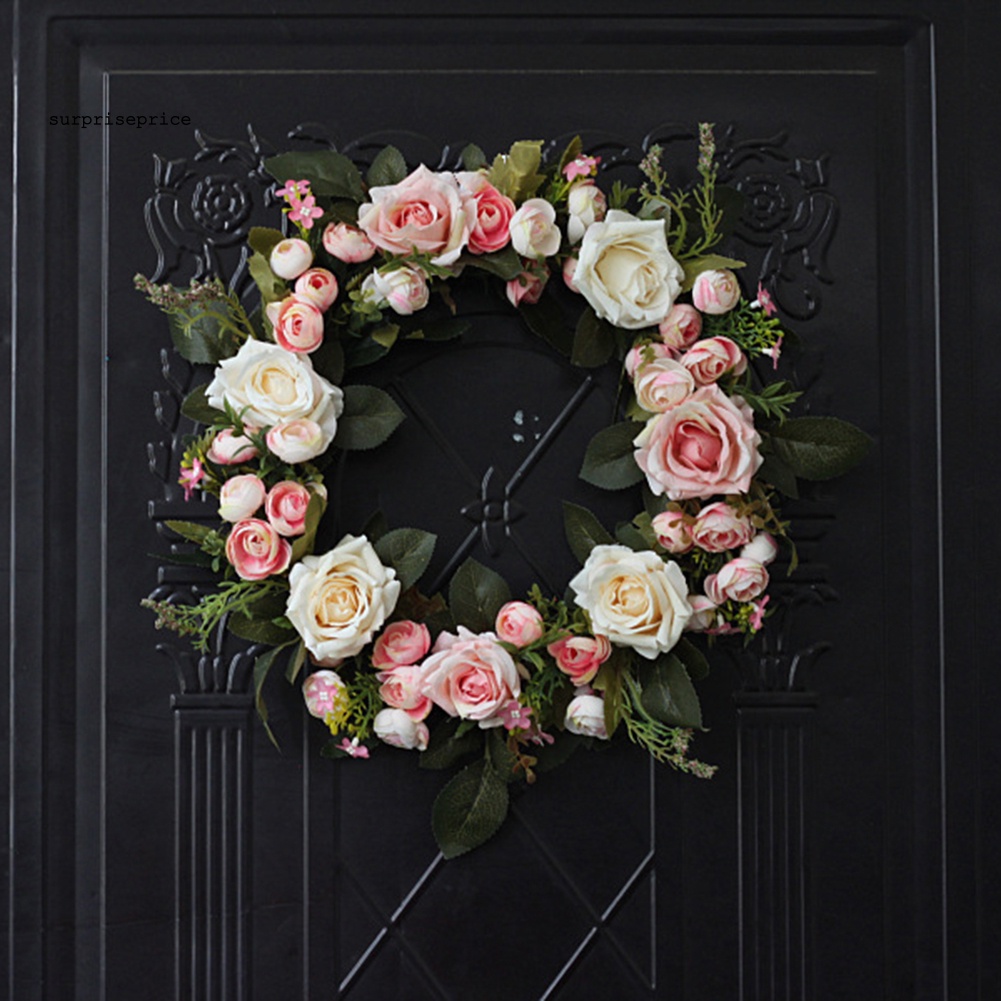 Vòng Hoa Hồng 35cm Treo Cửa Trang Trí Giáng Sinh