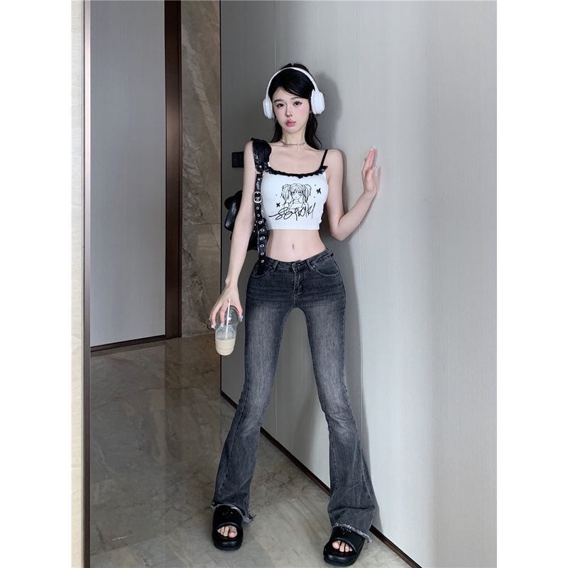 Áo Hai Dây In Họa Tiết Hoạt Hình Phối Ren Quyến Rũ Cho Nữ