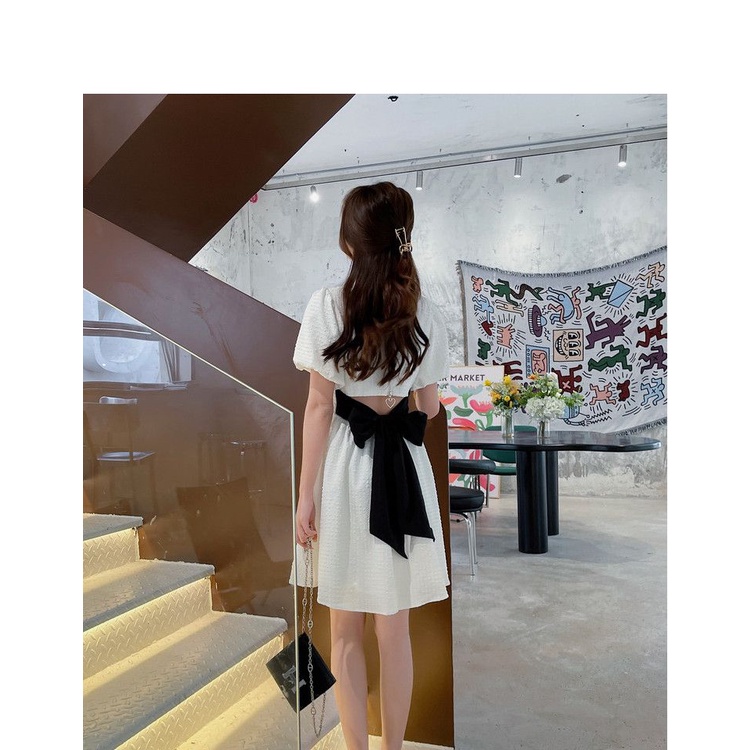 COZOK Đầm Ngắn Tay Thắt Nơ Sau Lưng Thời Trang Gợi Cảm Cho Nữ