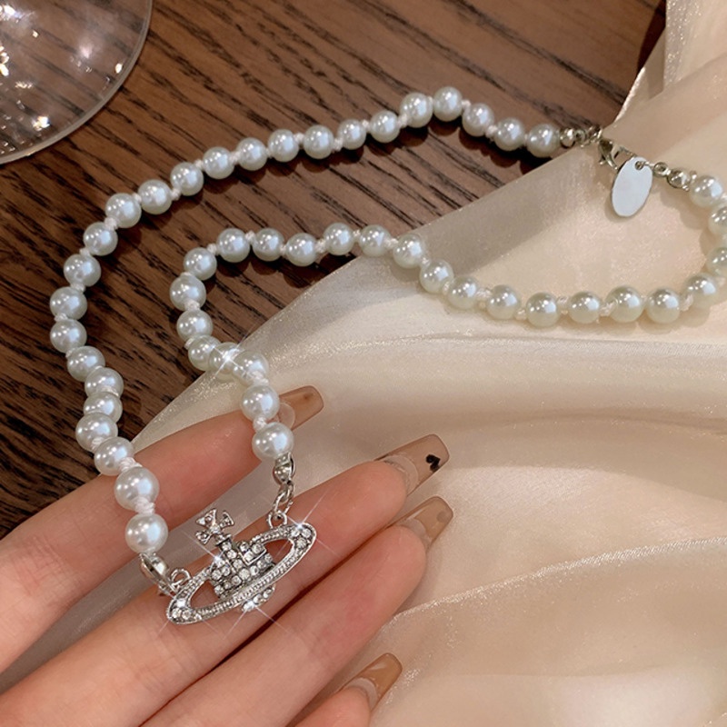 Saturn Vòng cổ Ngọc Trai Sang Trọng Phiên Bản Hàn Quốc niche Cao Cấp Cho Nữ Giới