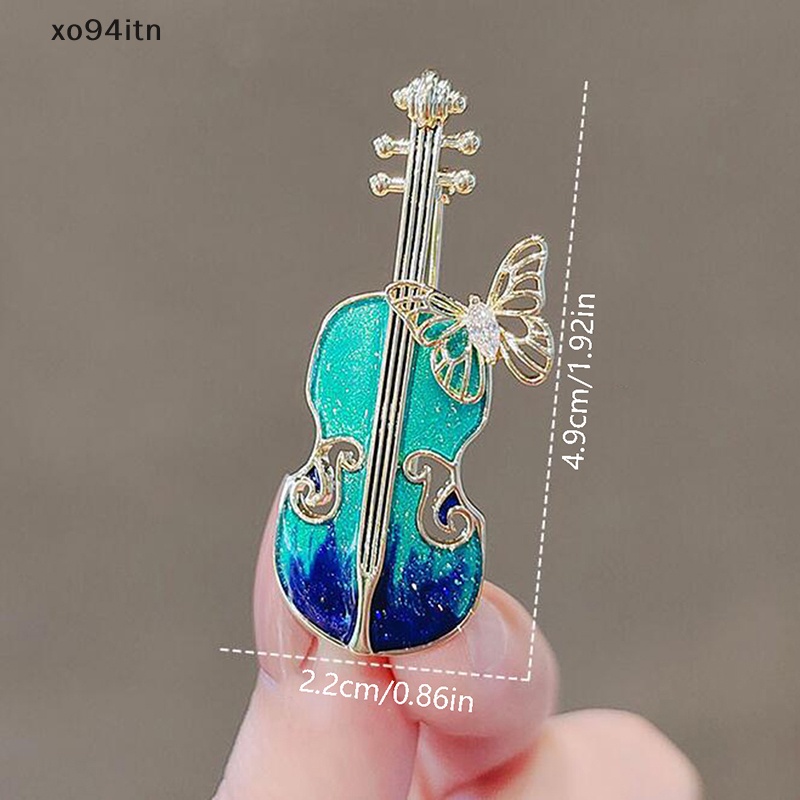 Ghim Cài Áo Hình Đàn Violin Màu Xanh Dương Phong Cách Vintage Thời Trang