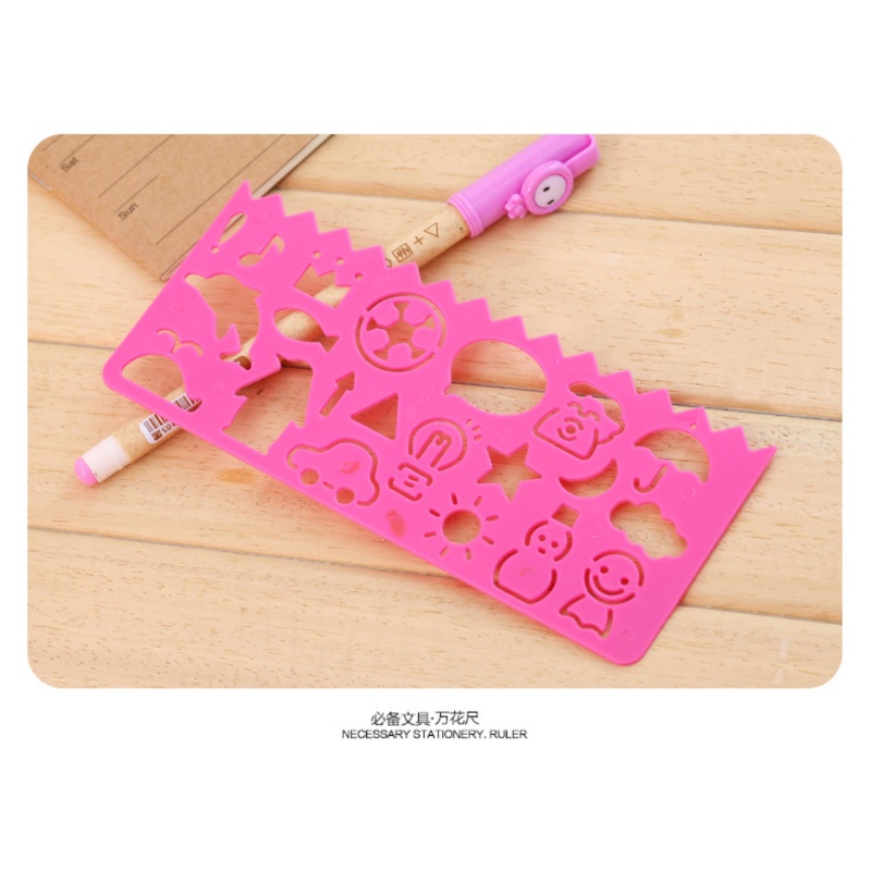 Bộ 4 Thước Kẻ Hình Học Đa Năng Họa Tiết Hoạt Hình Sáng Tạo