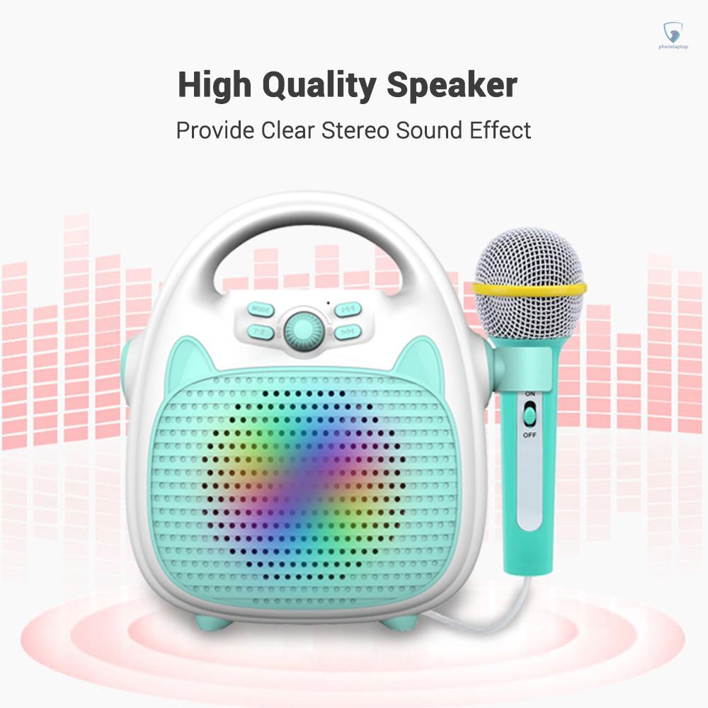 Loa Hát Karaoke BT / Thẻ Nhớ / Đèn Kết Nối USB Nhỏ Gọn Có Thể Sạc Lại Cho Bé Trai Và Bé Gái