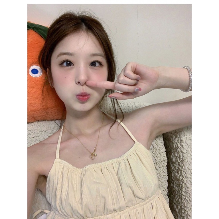 Đồ ngủ Hai Dây Dáng Ngắn Phong Cách Pháp Thời Trang Mùa Hè Hàng Mới Dành Cho Bạn Nữ