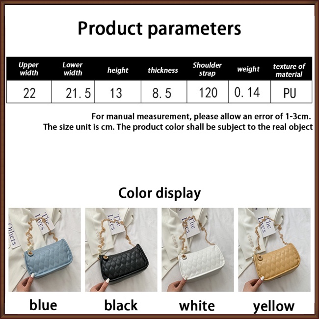 Túi Đeo Chéo Mini Bằng Da Pu Đính Ngọc Trai Nhân Tạo Phối Dây Đeo Sợi Xích Thời Trang Dành Cho Nữ