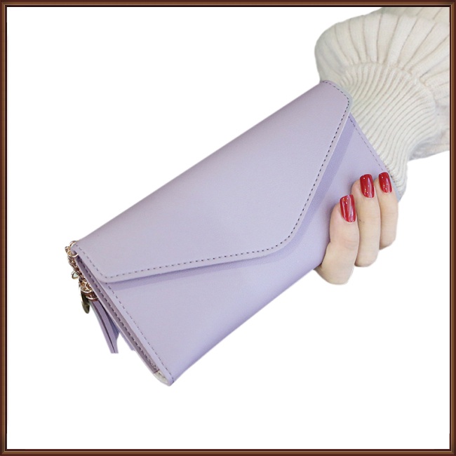 Ví Cầm Tay Đựng Thẻ Gắn Núm Tua Đơn Giản Thời Trang Cho Nữ