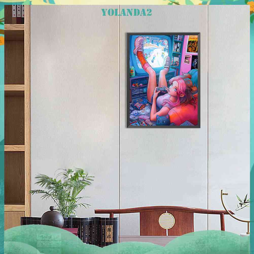 Tranh Đính Đá Kim Cương Toàn Bộ 5D DIY Hình Vẽ Cô Gái Trang Trí Nhà Cửa