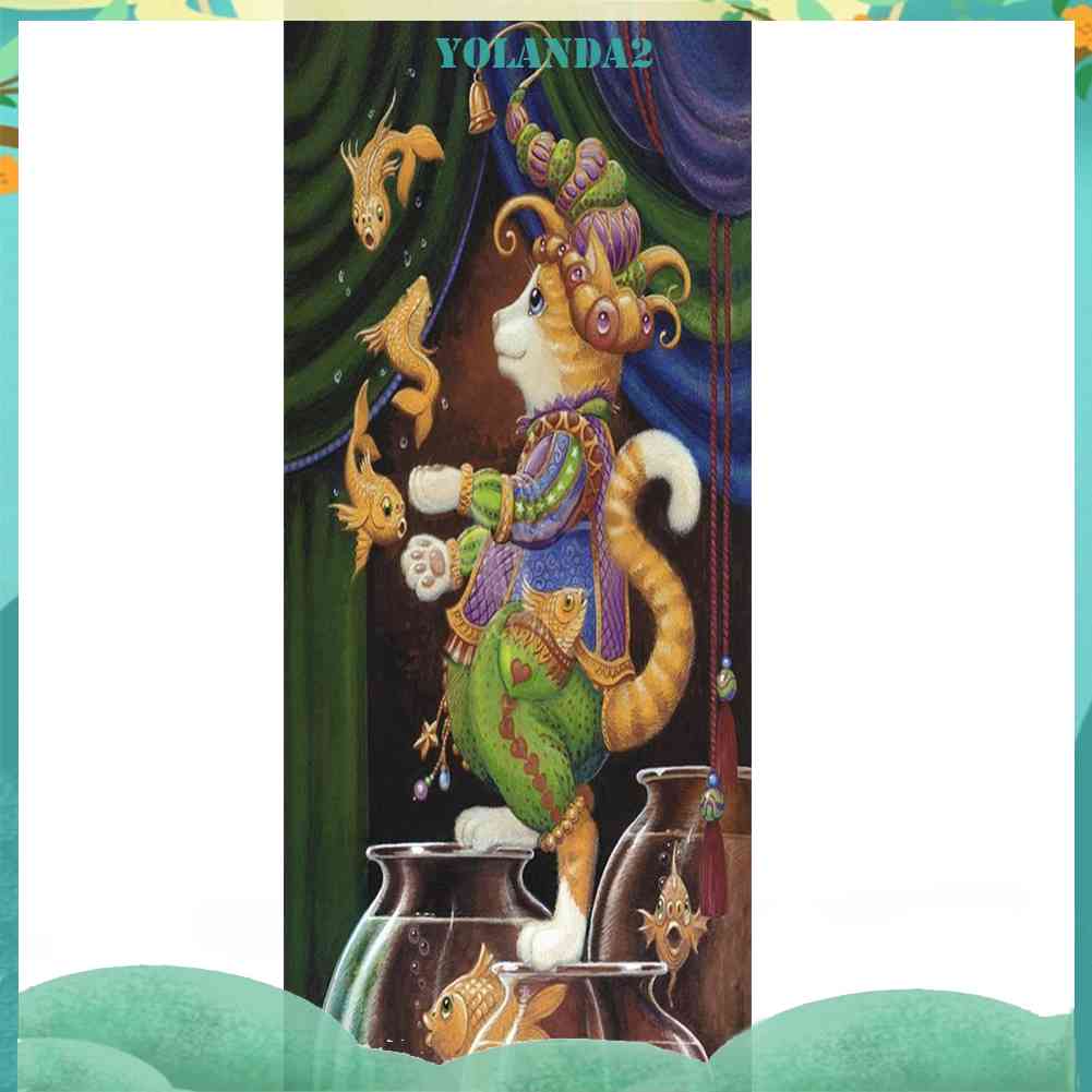 Tranh Đính Đá Kim Cương Toàn Bộ 5D DIY Hình Vẽ Mèo Trang Trí Nhà Cửa