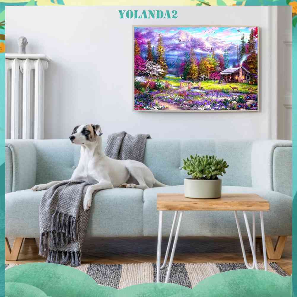 Bộ Tranh Đính Đá 5D Tự Làm Toàn Diện Họa Tiết Khu Vườn Tím Trang Trí Nhà Cửa