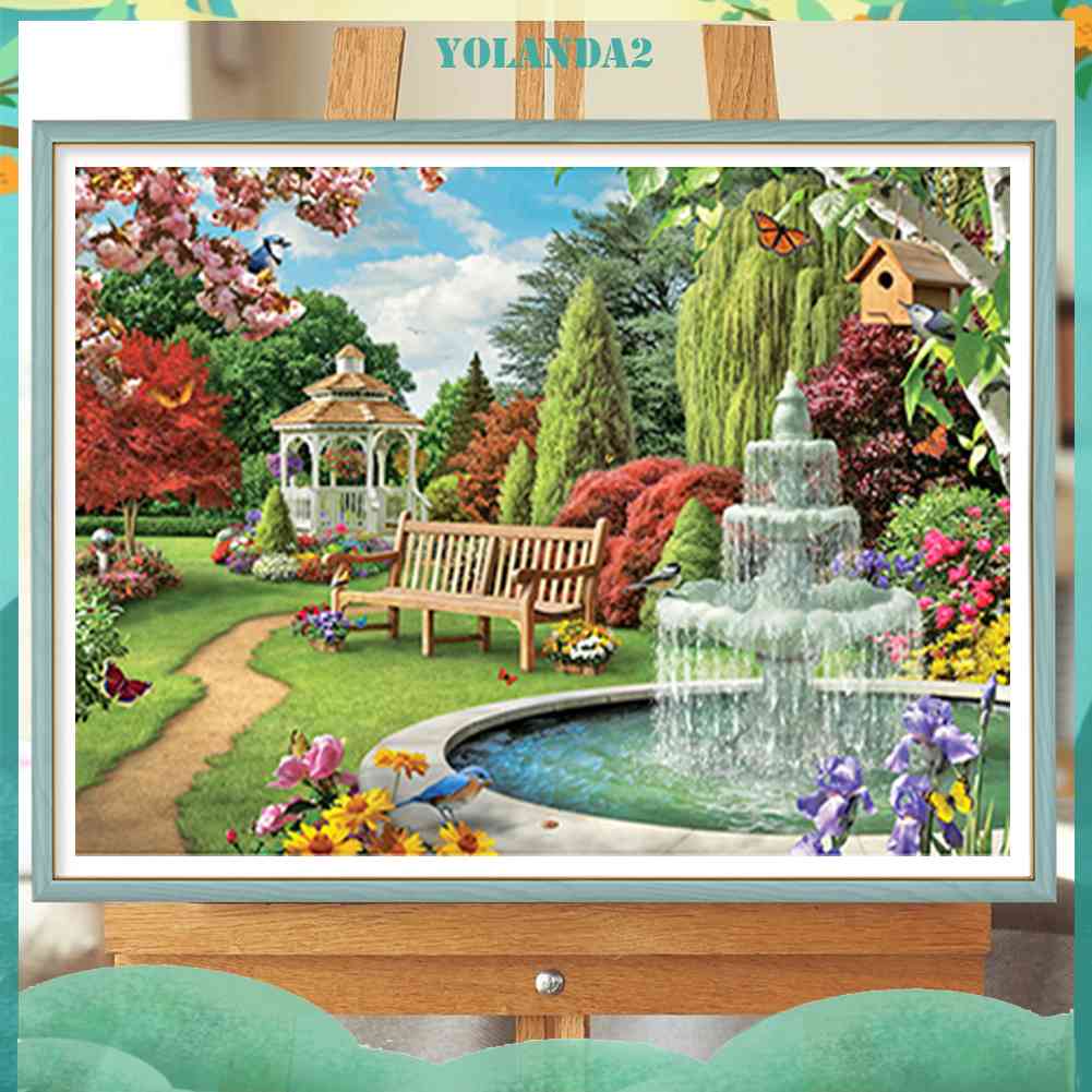 Tranh Đính Đá Kim Cương Toàn Bộ 5D DIY Hình Khu Vườn