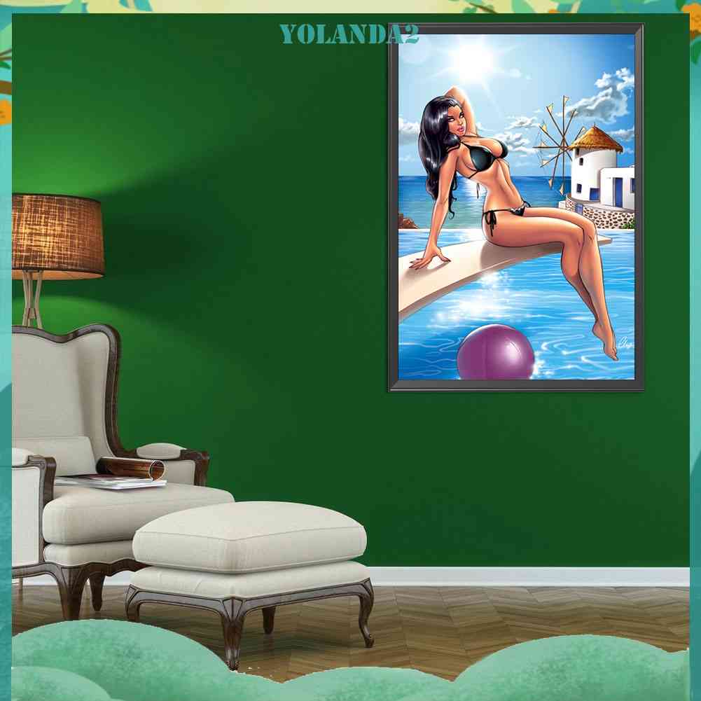 Tranh Đính Đá Kim Cương Toàn Bộ 5D DIY Hình Vẽ Người Đẹp Trang Trí Nhà Cửa