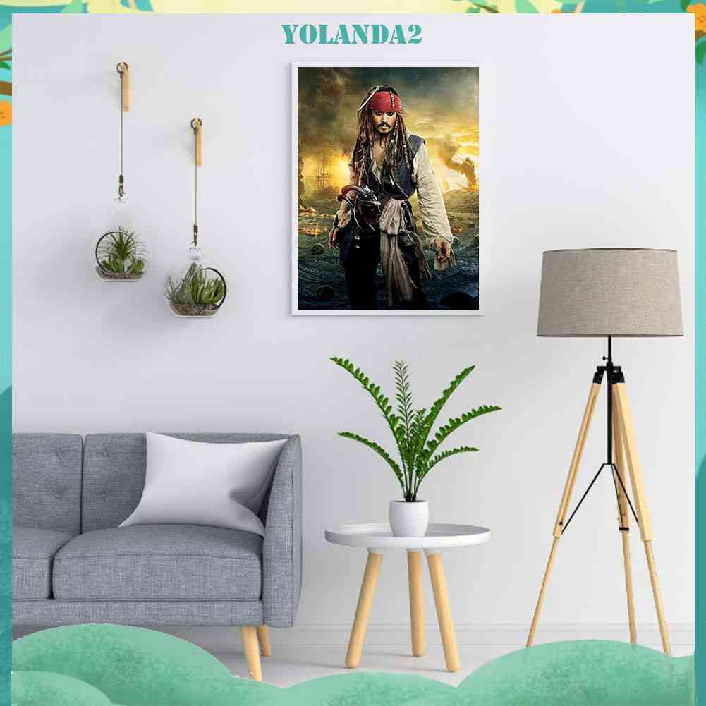 Tranh Đính Đá 5D Toàn Bộ Hạt Tròn Hình Thuyền Trưởng Jack Mosaic