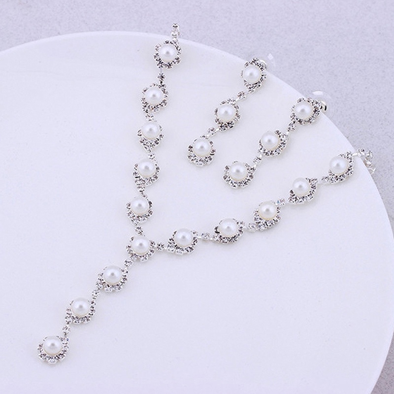 Bộ Trang Sức Đính Ngọc Trai Nhân Tạo Thanh Lịch Dành Cho Nữ