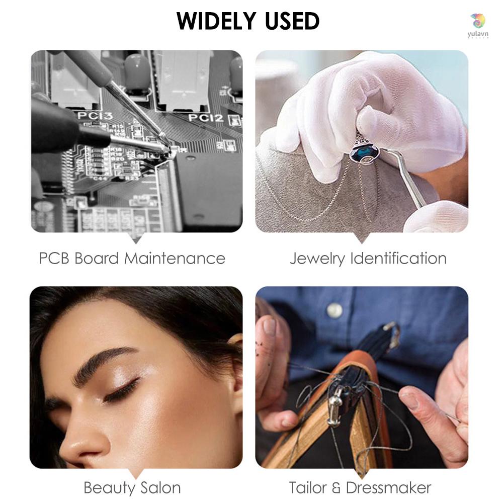 Kính Lúp Đeo Đầu Phóng Đại 5 Thấu Kính 1.0X-3.5X Có Đèn LED Có Thể Tháo Rời Tiện Dụng